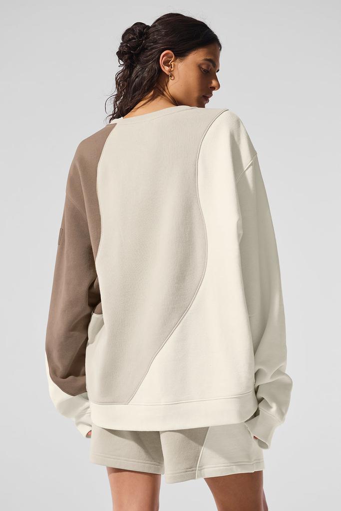 Alo Make Waves Crew Neck Pullover - Ivory/Bone/Gravel