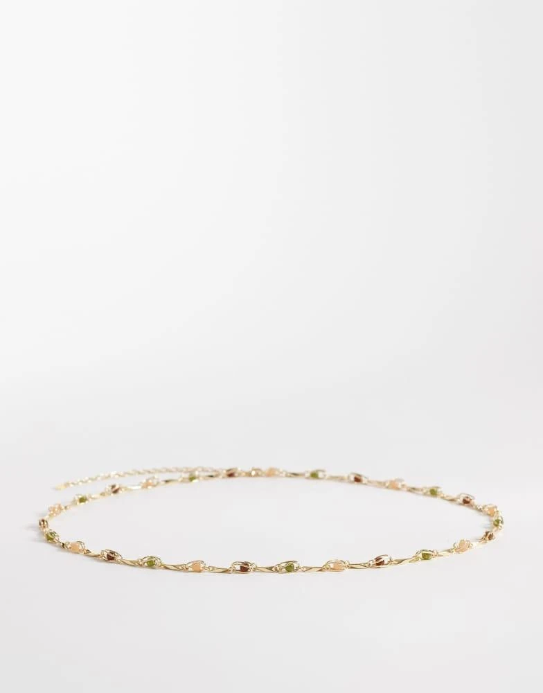 Mango Mango stone embellished chain belt in gold