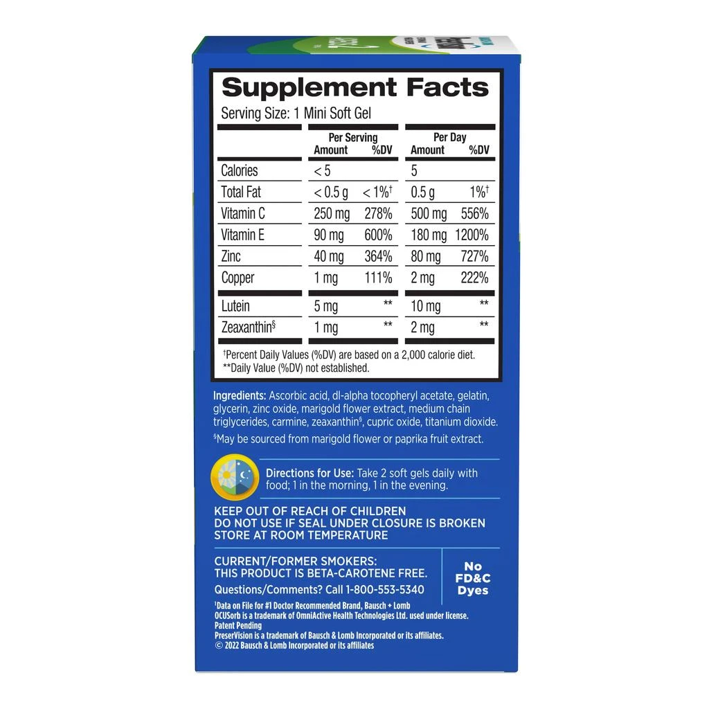 PreserVision PreserVision AREDS 2 Eye Vitamins, #1 Eye Doctor Recommended Brand, Lutein and Zeaxanthin Supplement with Vitamin C, Vitamin E, Zinc, and Copper, 60 Softgels (Minigels) 8
