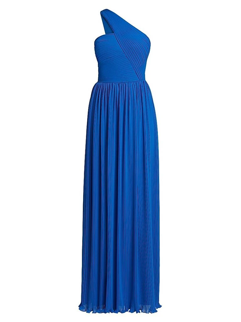 Amur Women's Skye One-Shoulder Pleated Gown - Poseidon - Size 12