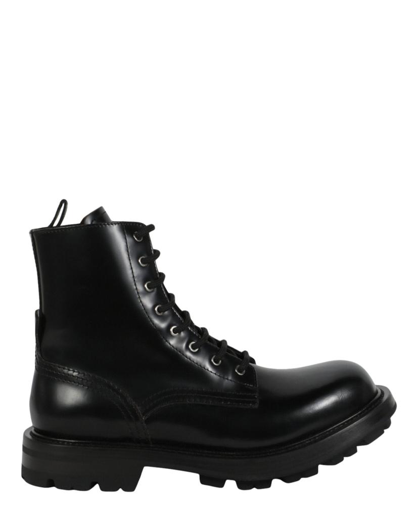 Alexander McQueen Leather Ankle Combat Boots