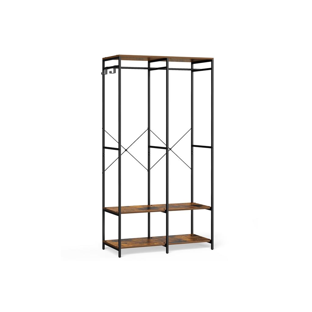 BreeBe 2-Column Clothes Rack Rustic Brown