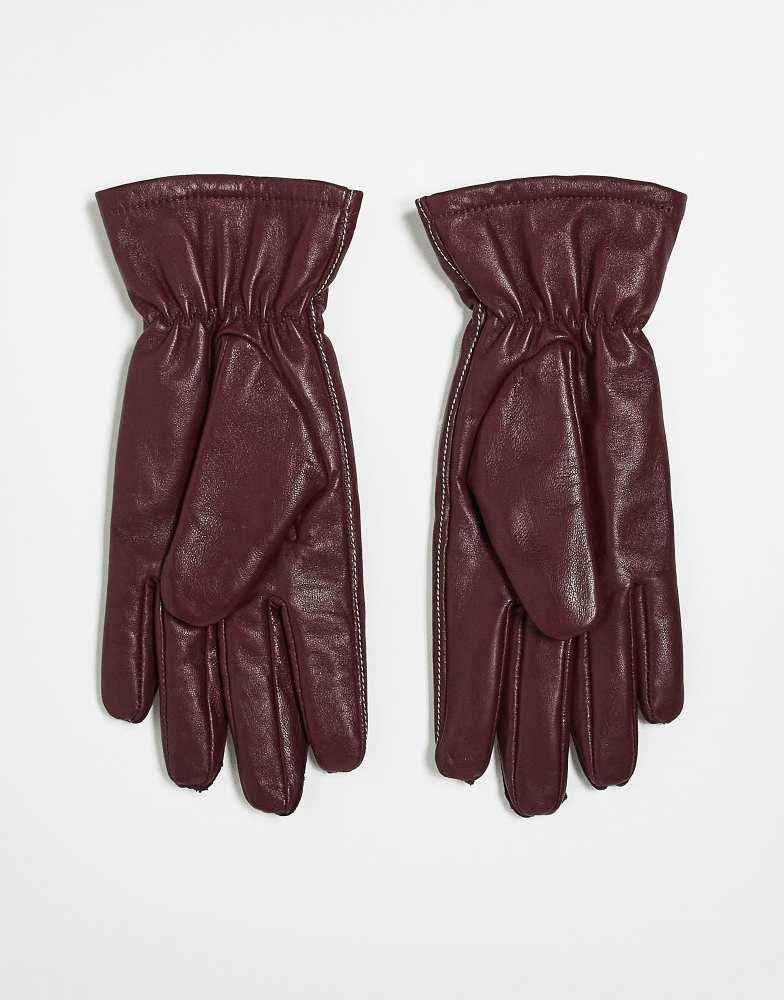 Becksondergaard Becksondergaard smooth leather gloves in burgundy