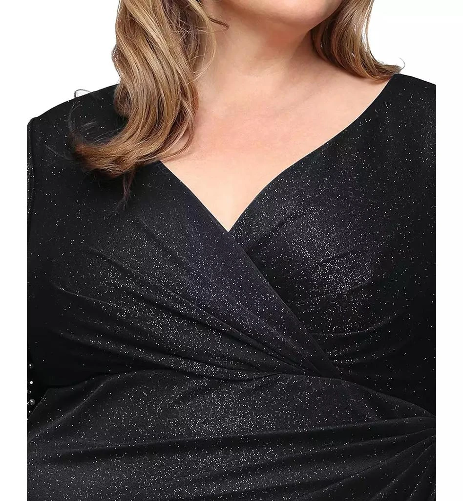 Alex Evenings Scoop Neck Key Hole Pleated Front Embellished Waist Stretch Crepe Dress (Plus Size) main image 1