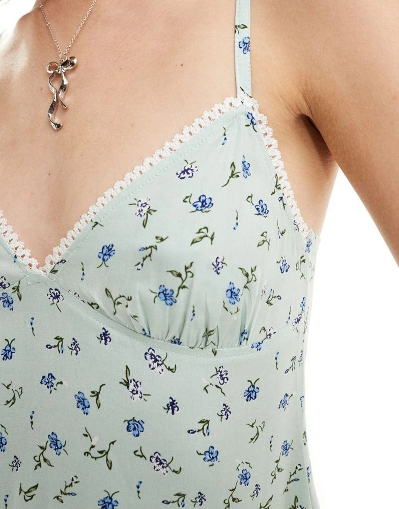 Motel Motel Exclusive tavi ditsy print off-shoulder mini dress in blue 2