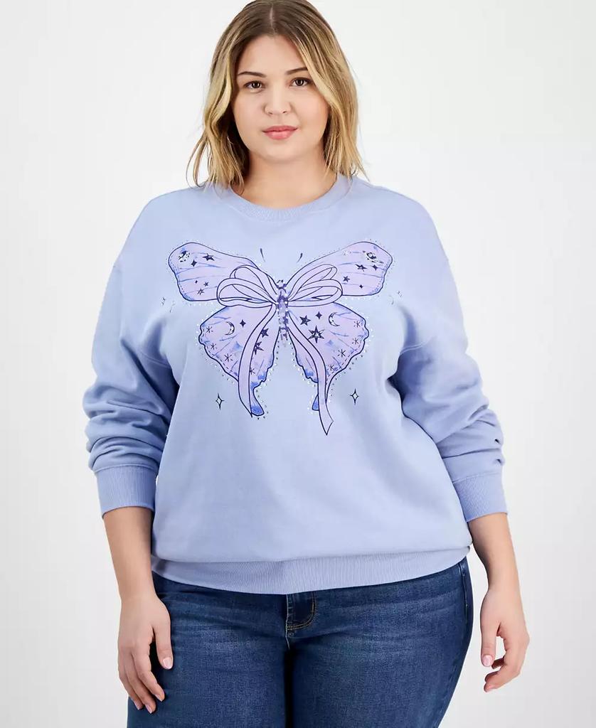 Rebellious One Trendy Plus Size Beaded Butterfly Sweatshirt