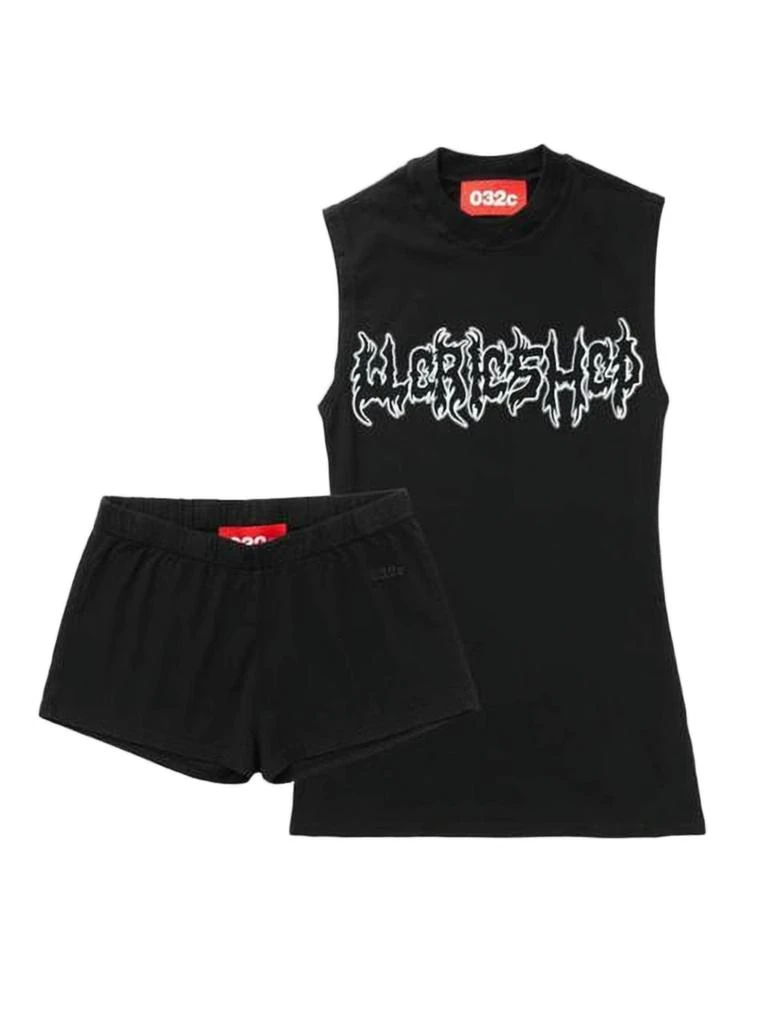 032c High-Neck Graphic Mini Dress with Matching Shorts