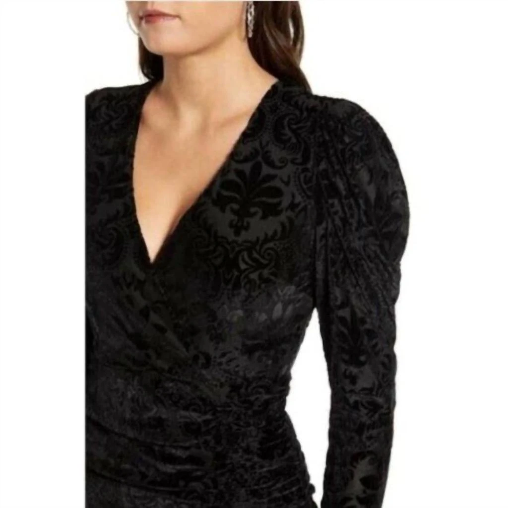 ALL IN FAVOR All In Favor - Long Sleeve Velvet Burnout Bodycon Ruched Dress 5