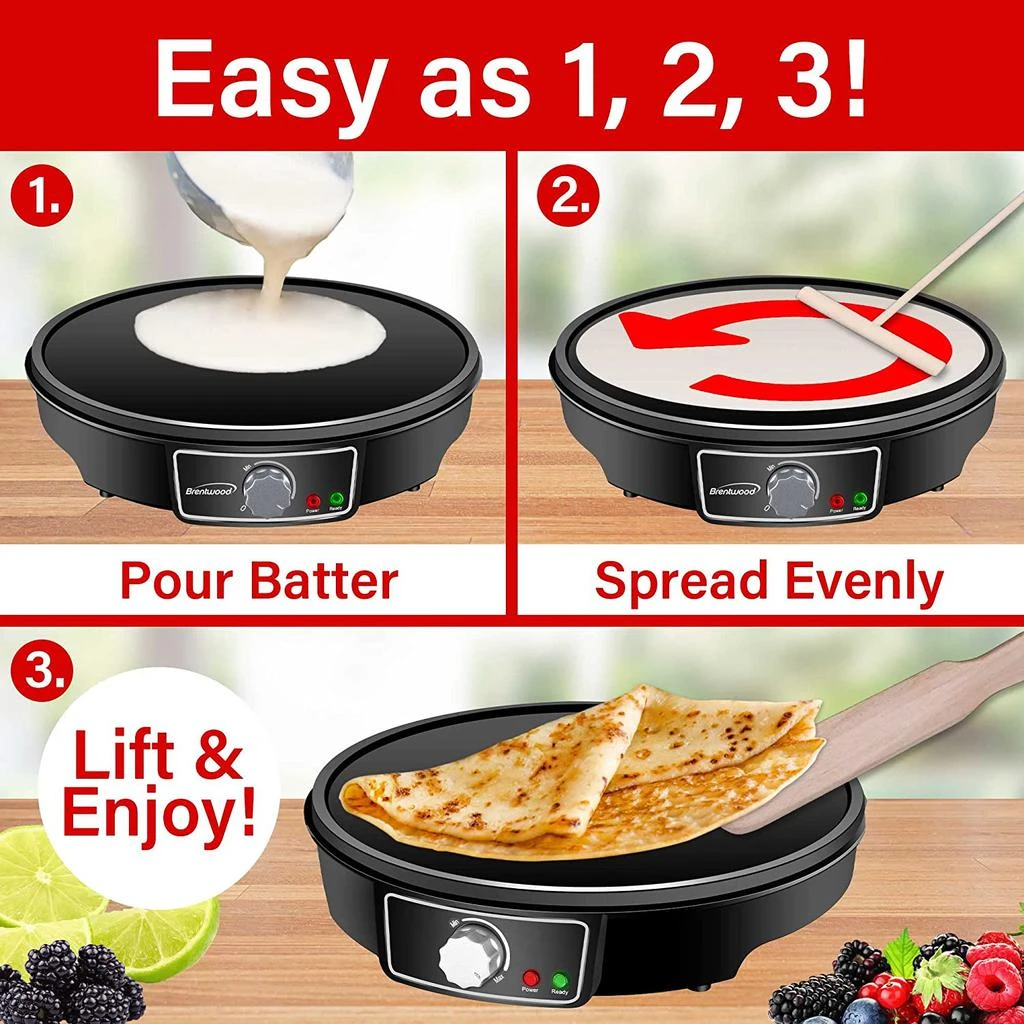 BRENTWOOD Brentwood TS-602BK 12-Inch Electric Non-Stick Crepe Pancake Maker Black 3