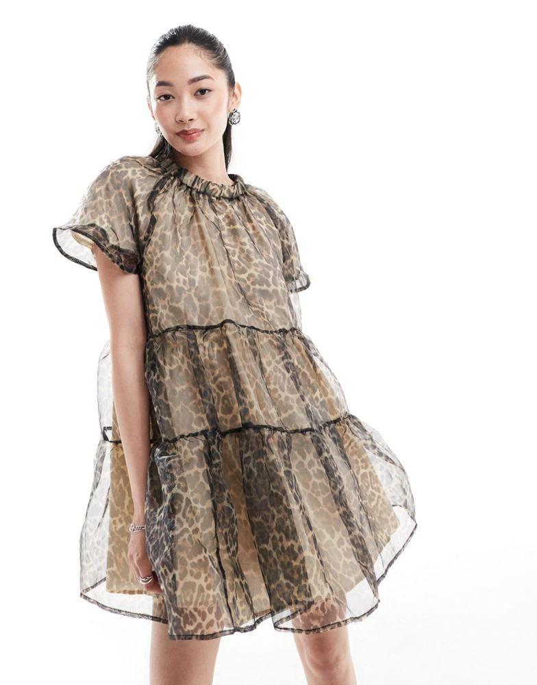 Sister Jane Sister Jane jacquard mini dress in leopard print 2