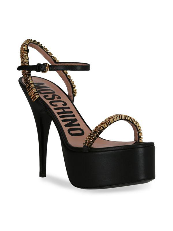 サンダル・ミュール Moschino Platform Sandal Moschino Patent Leather Platform Sandals | Pink | FARFETCH
