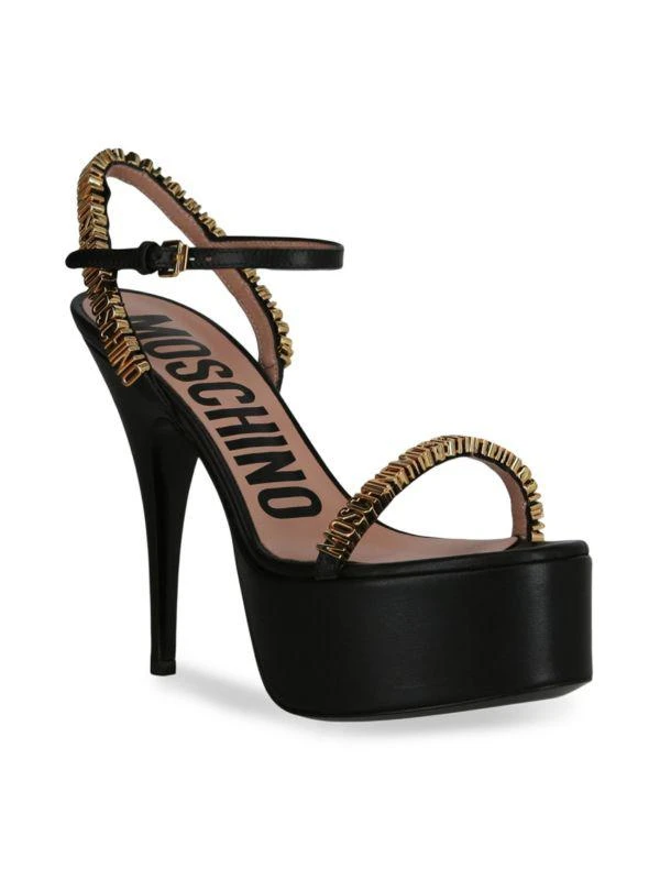 Moschino Logo Leather Platform Stiletto Sandals 2