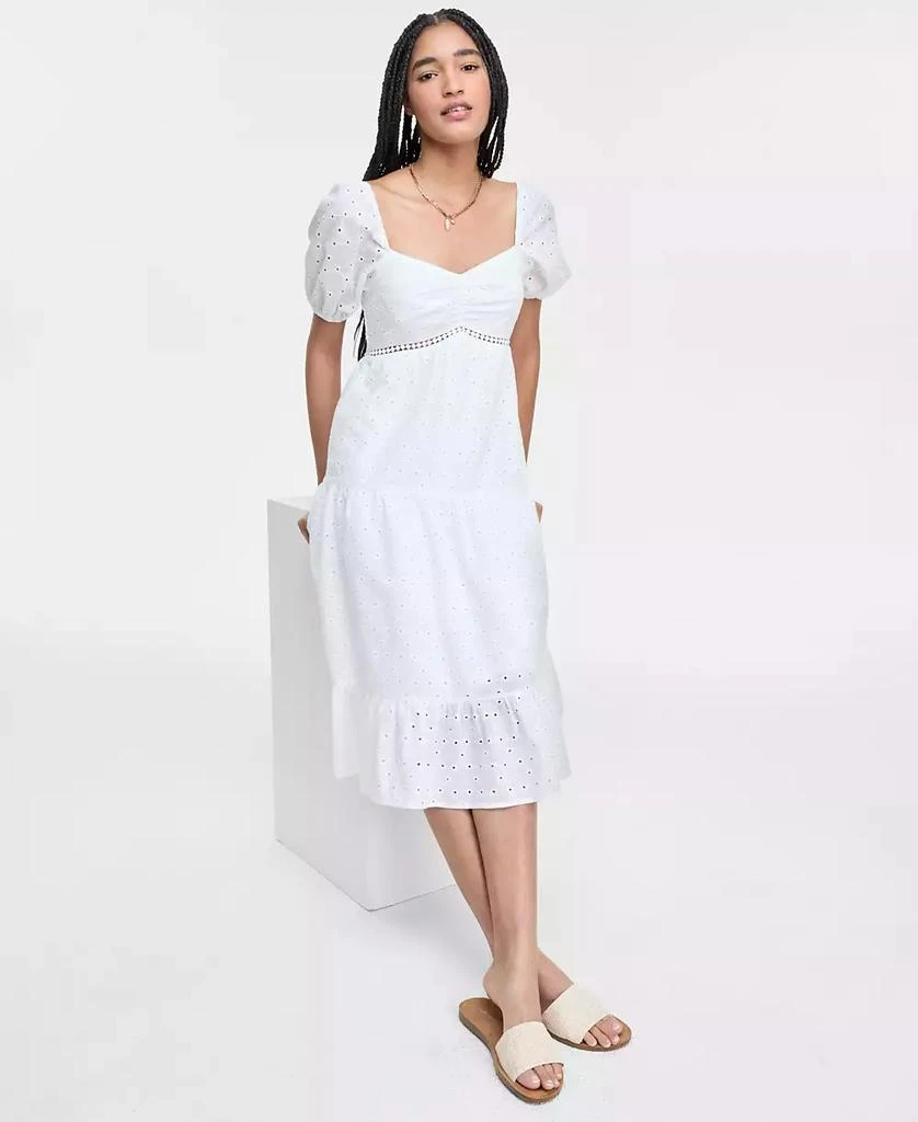 Kingston Grey Juniors' Eyelet Puff-Sleeve Tiered Midi Dress 2