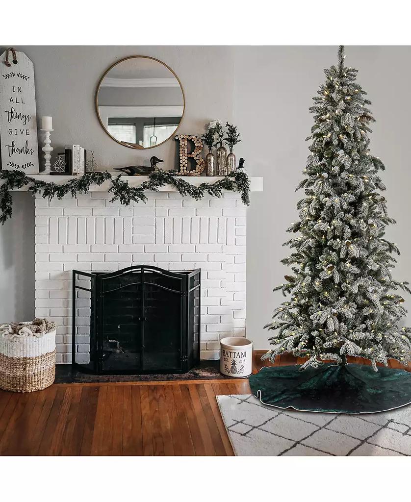 National Tree Company 7.5' Pre-Lit Snowy Vintin Fir Tree with LED Lights