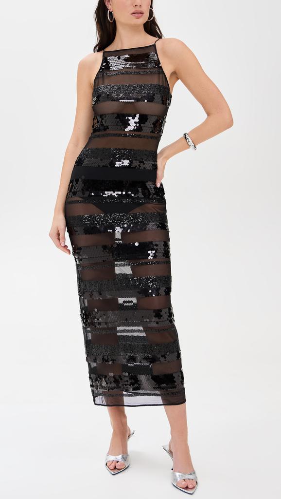 OSEREE Sequins Stripe Long Dress