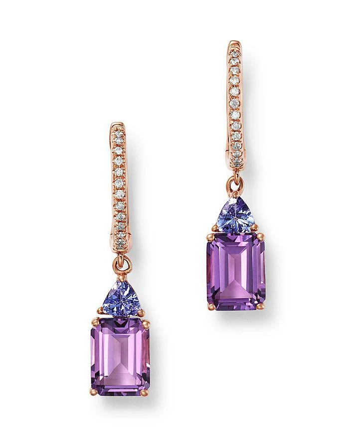Bloomingdale
s Amethyst, Tanzanite
Diamond Drop Earrings in 14K Rose Gold