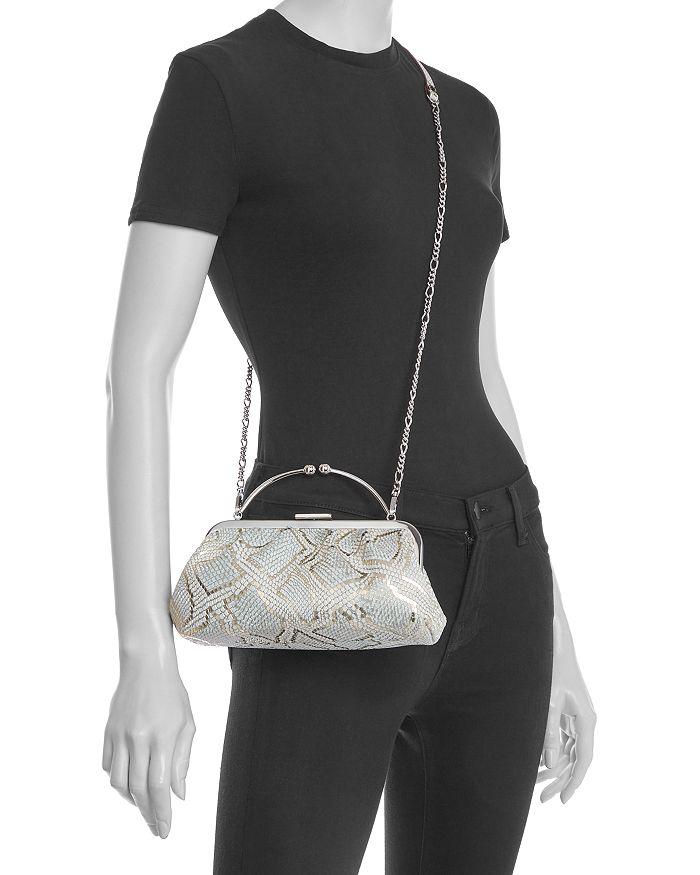 Strathberry Frame Snake Embossed Leather Clutch