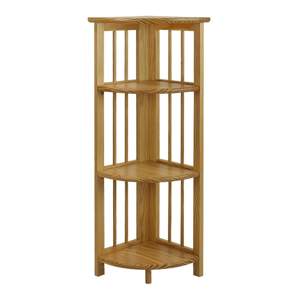 Casual Home 4-Shelf Corner Folding Bookcase-Natural 1