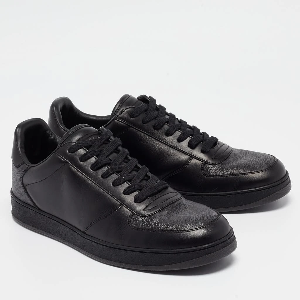 Louis Vuitton Louis Vuitton Black Leather and Monogram Eclipse Rivoli Sneakers Size 41.5 4