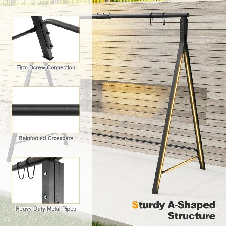 Hivvago Black Metal Swing Stand A-Frame for Patio Hammock Outdoor Garden Porch Base 6