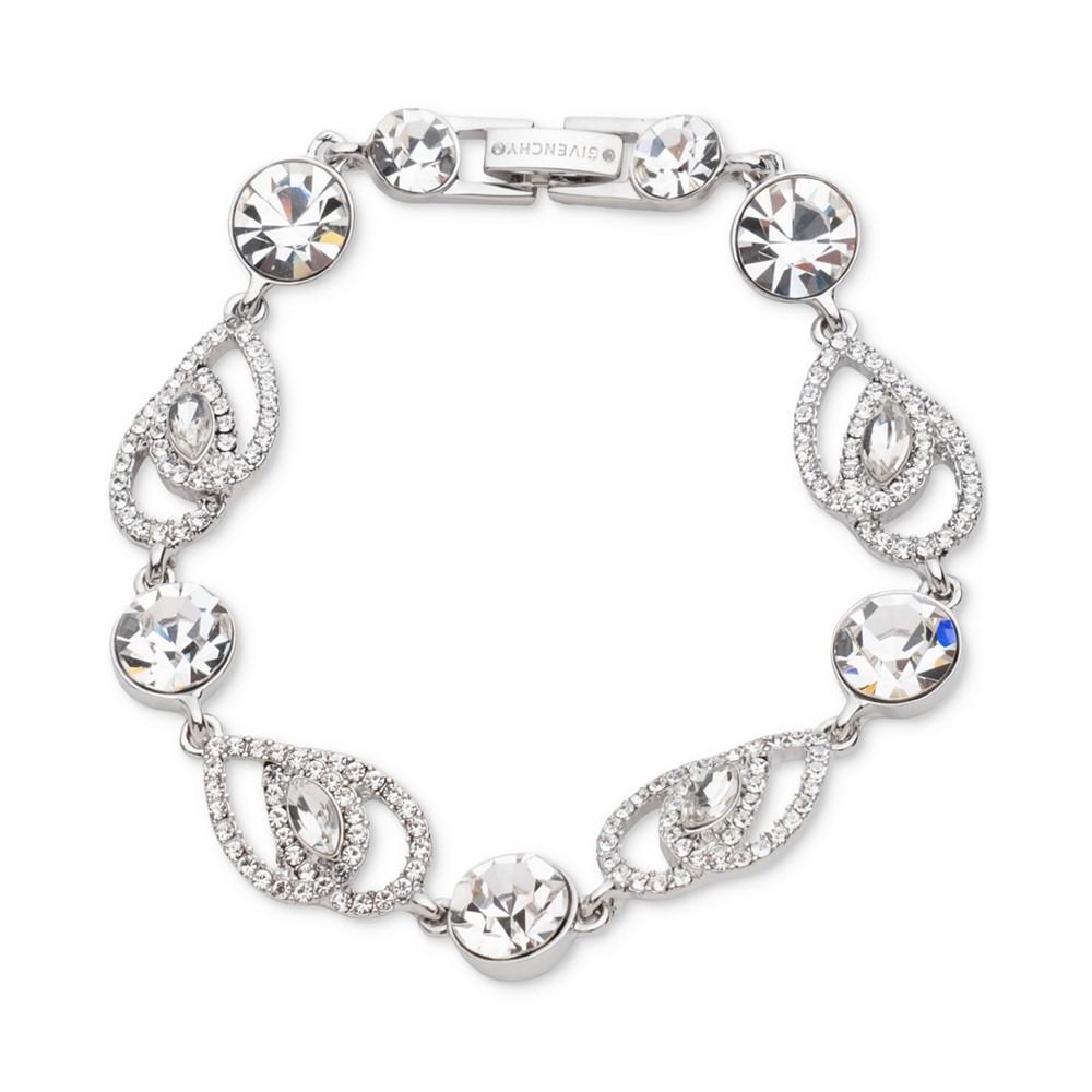 Givenchy Silver-Tone Crystal Pavé Pear Stone Flex Bracelet