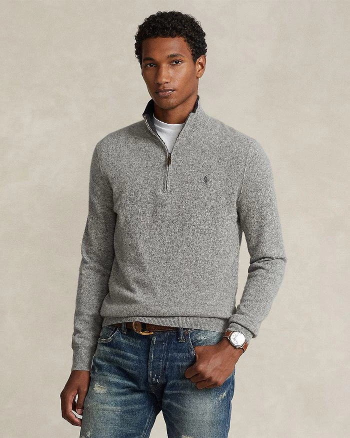 Ralph Lauren Cashmere Regular Fit Quarter Zip Mock Neck Sweater - Exclusive