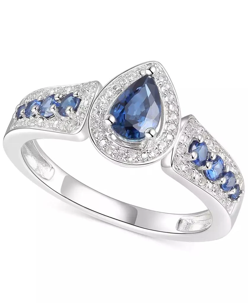 Macy
s Sapphire (3/4 ct. t.w.) 
Diamond (1/10 ct. t.w.) Pear Shaped Ring in Sterling Silver