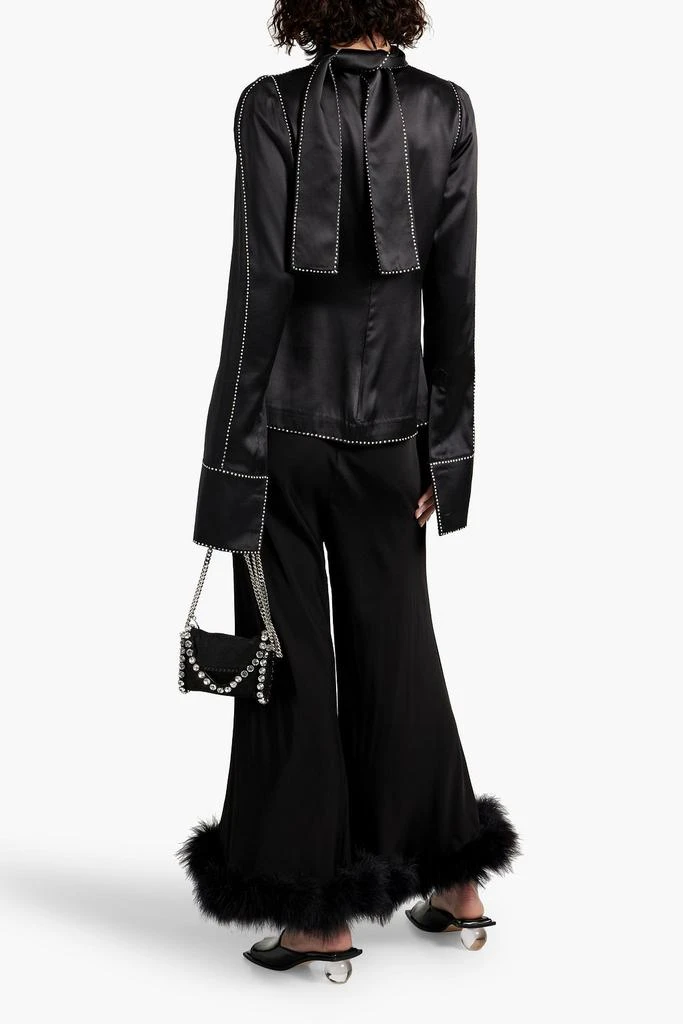 Sleeper Feather-embellished satin pants 3