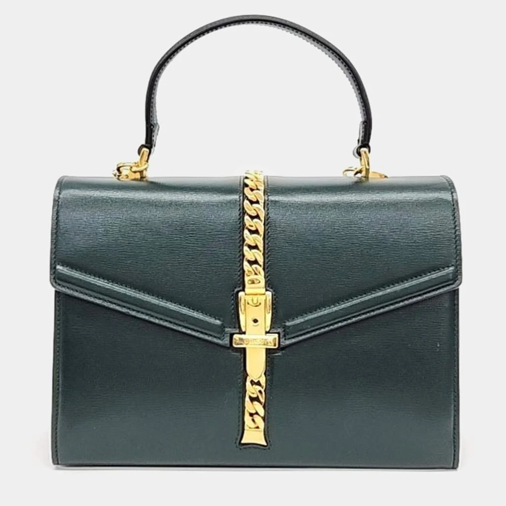Gucci Gucci Green Leather Sylvie 1969 Top Handle Bag 1