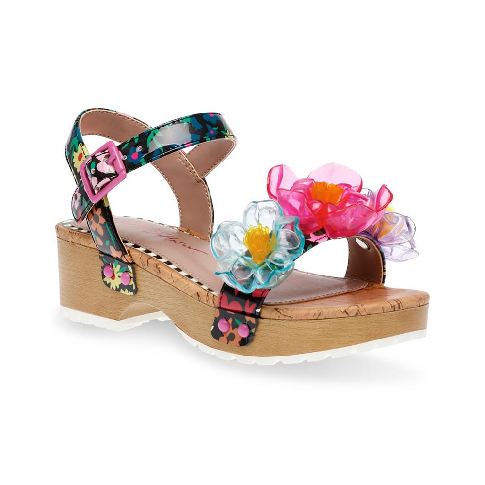 Betsey Johnson Little and Big Girls Oakly Clog Sandals with Flower Details
