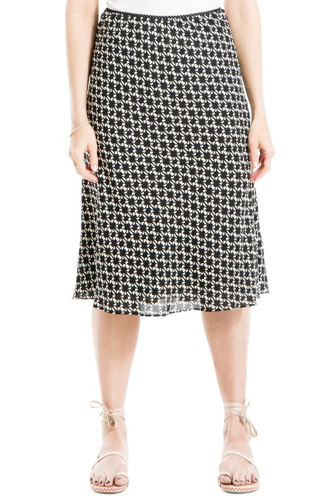MAXSTUDIO Printed Satin Midi Skirt