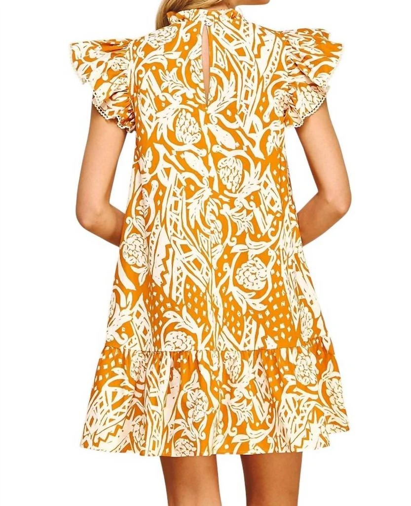 PINCH Floral Print Drop Waist Dress In Orange/white 4