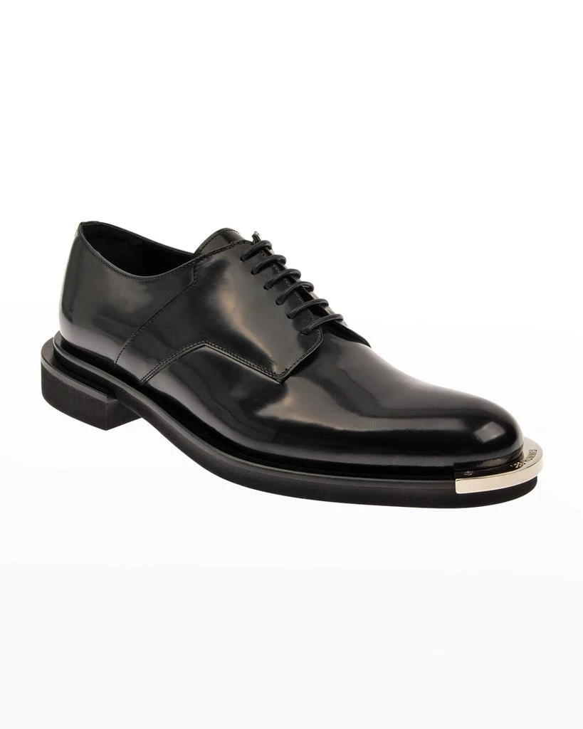 LES HOMMES Men's Metal Tip Leather Derby Shoes 2