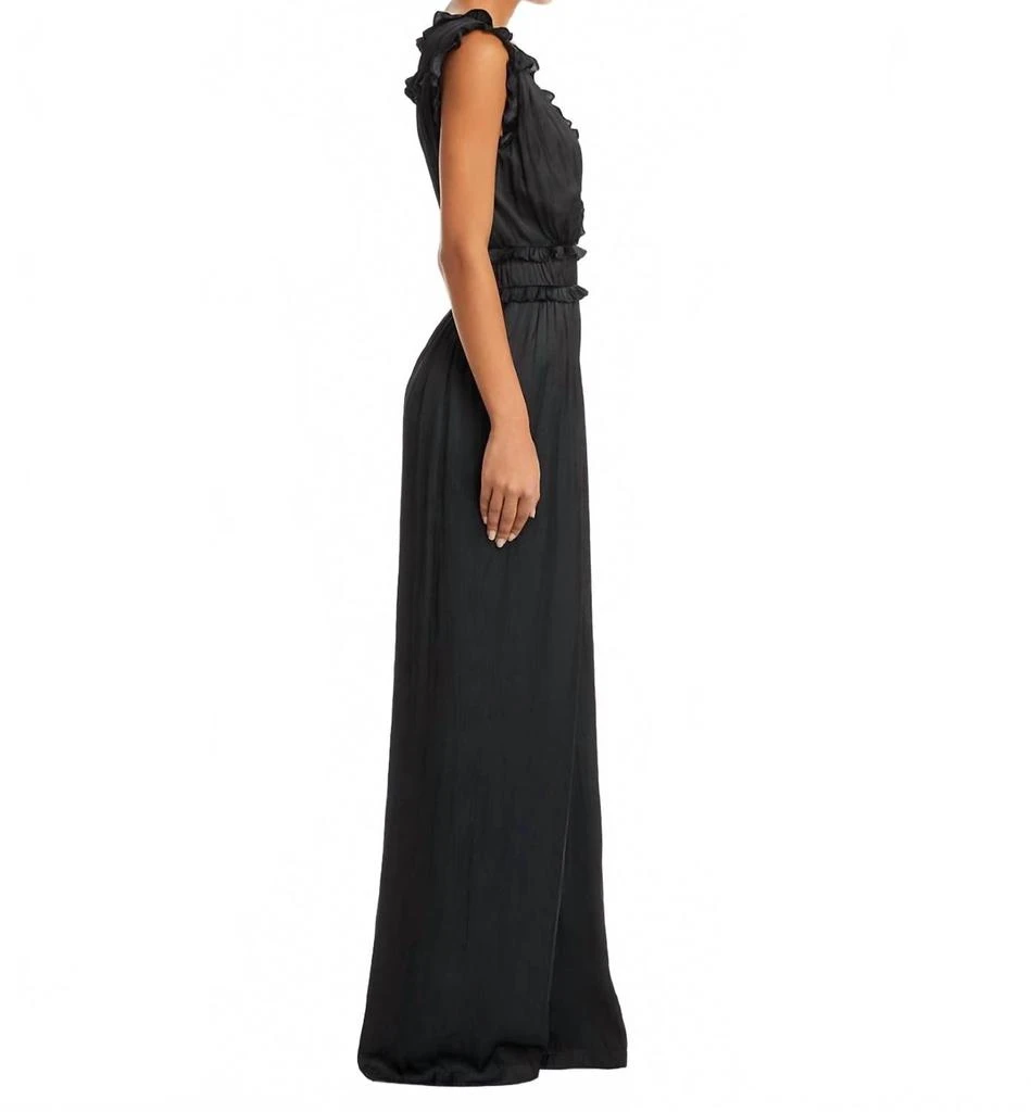 Ramy Brook Katelyn Ruffle Satin Jumpsuit In Black 2
