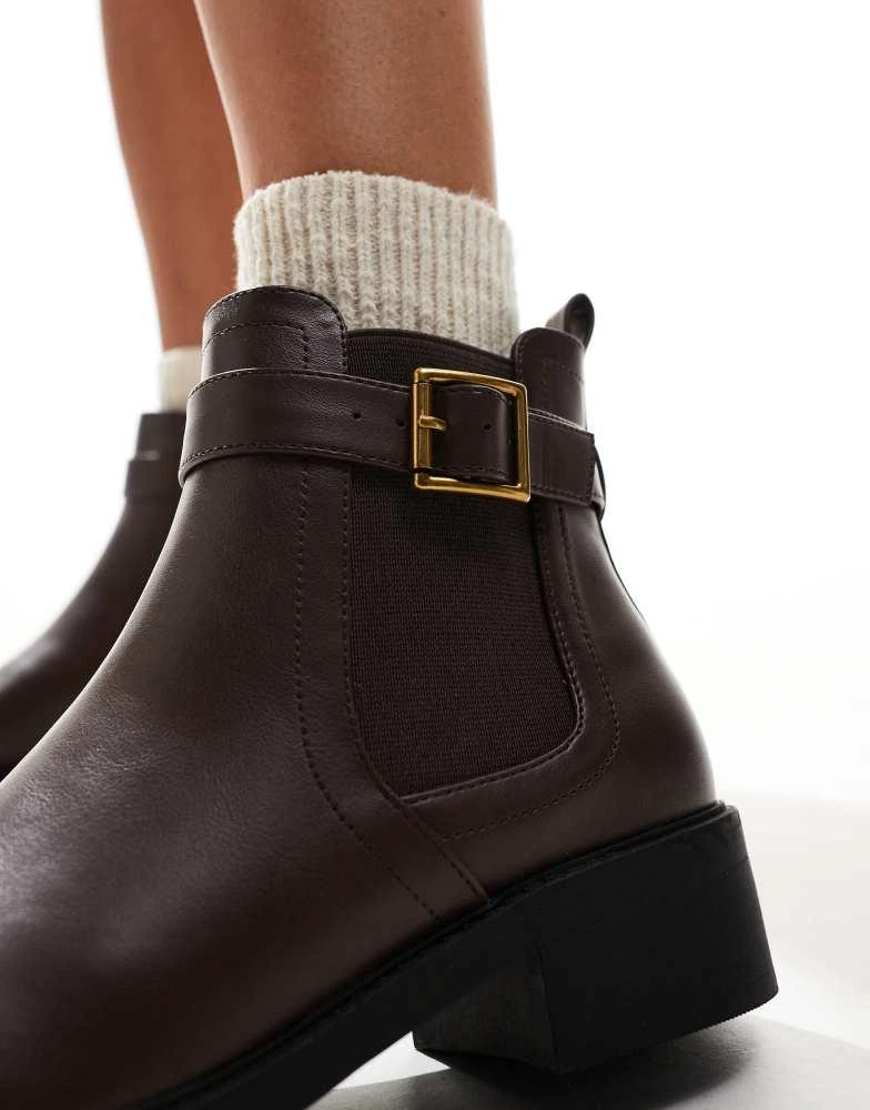 Yours Yours ankle boot with buckle detail in brown 4