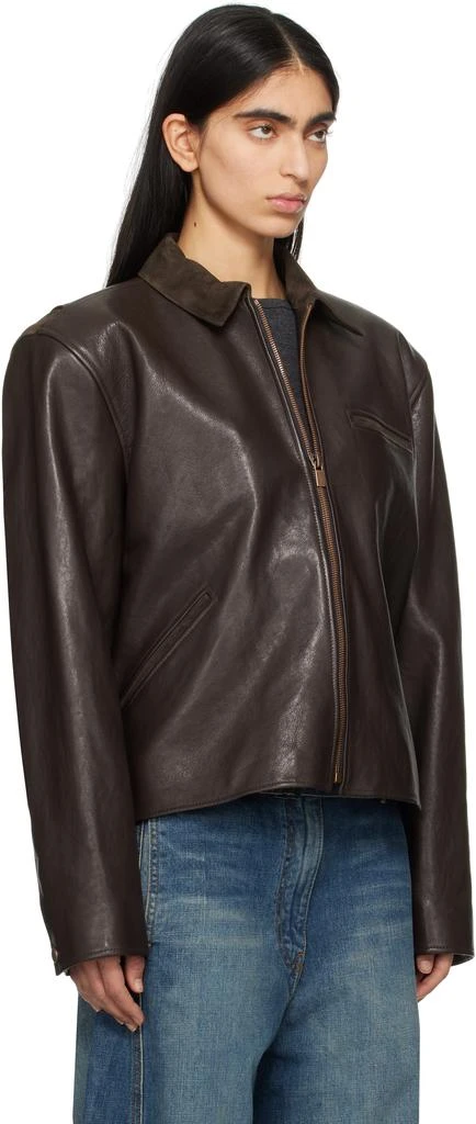 Magda Butrym Brown Zip Leather Jacket 2