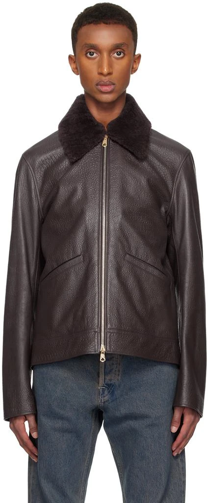 Paul Smith Purple Grained Leather Jacket 1