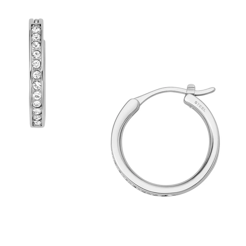 Fossil Narrow Women
s Silver Stainless Steel Hoop Earring