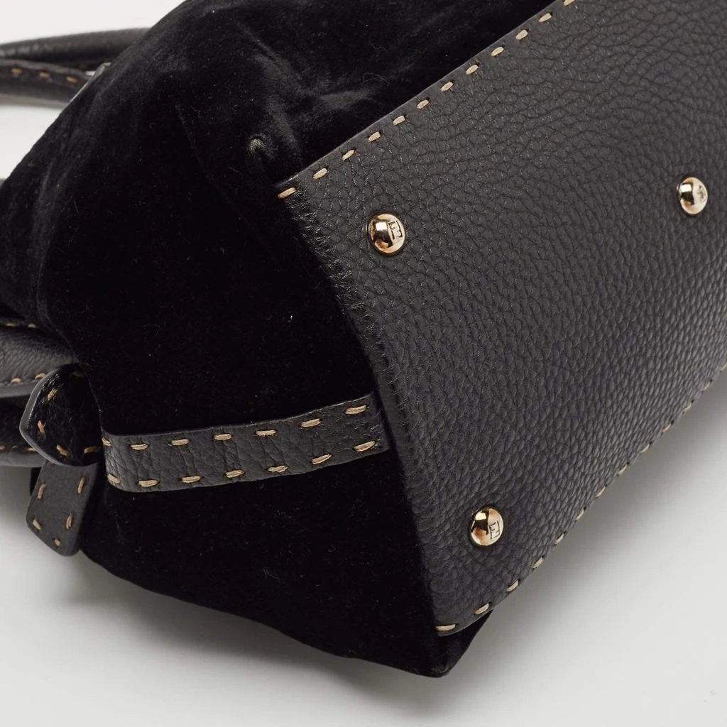 Fendi Fendi Black Selleria Leather and Velvet Adele Frame Bag 13