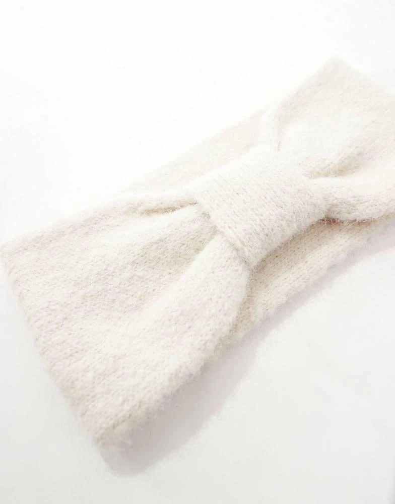 ASOS ASOS DESIGN wool mix knit headband in bow design in winter white 4