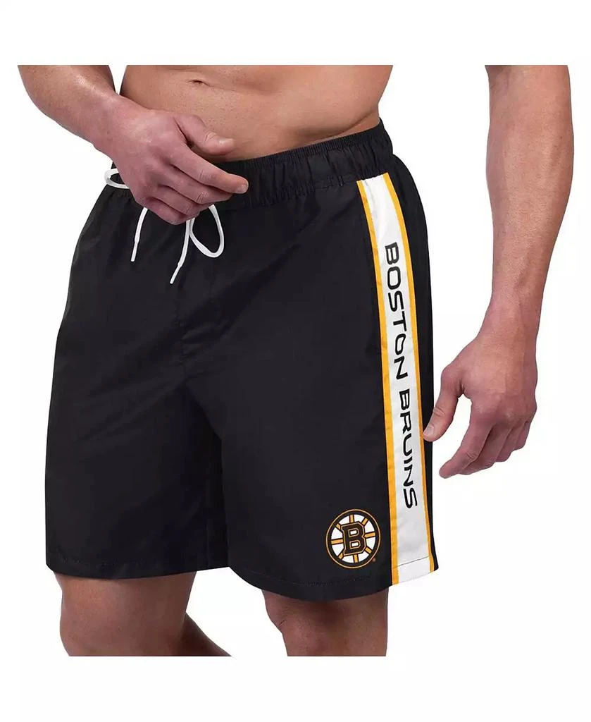 G-III Sports by Carl Banks Men's Black Boston Bruins Streamline Volley Swim Trunks 1