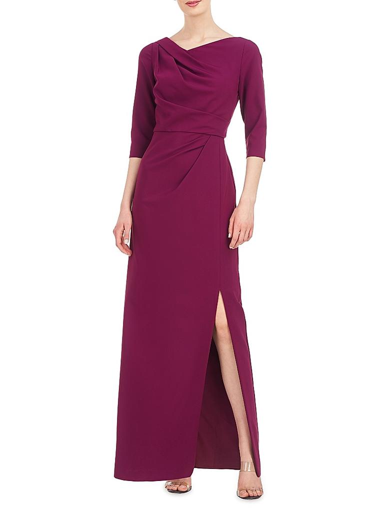 Kay Unger Margerite Pleated Column Gown
