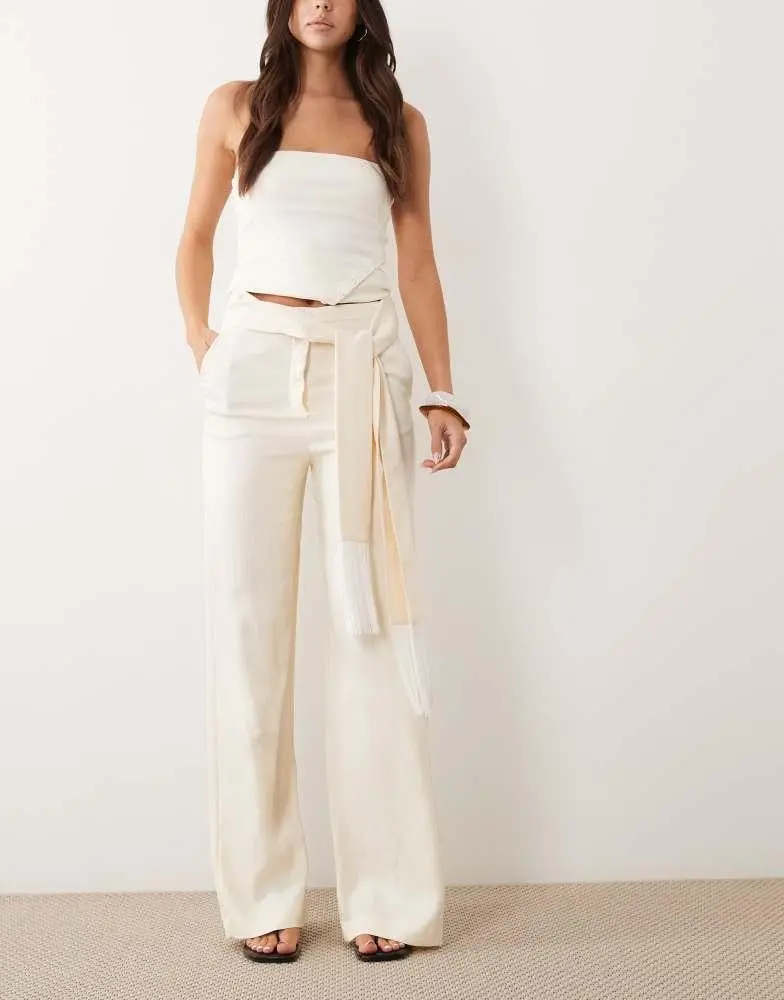 Mango Mango Newyork tailored relaxed trouser co-ord in cream
