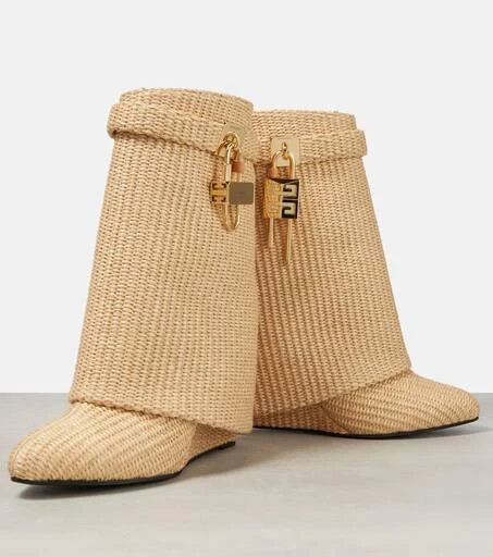 Givenchy Shark Lock raffia-effect ankle boots 6