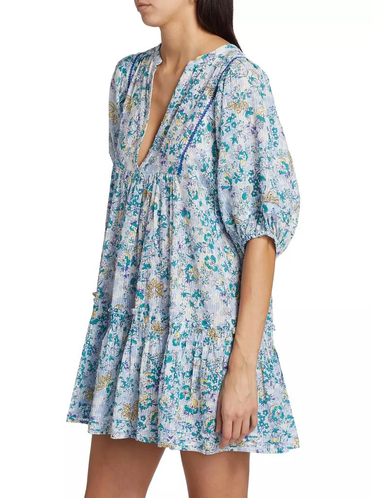 Poupette St Barth Aria Floral Swiss-Dot Minidress 4
