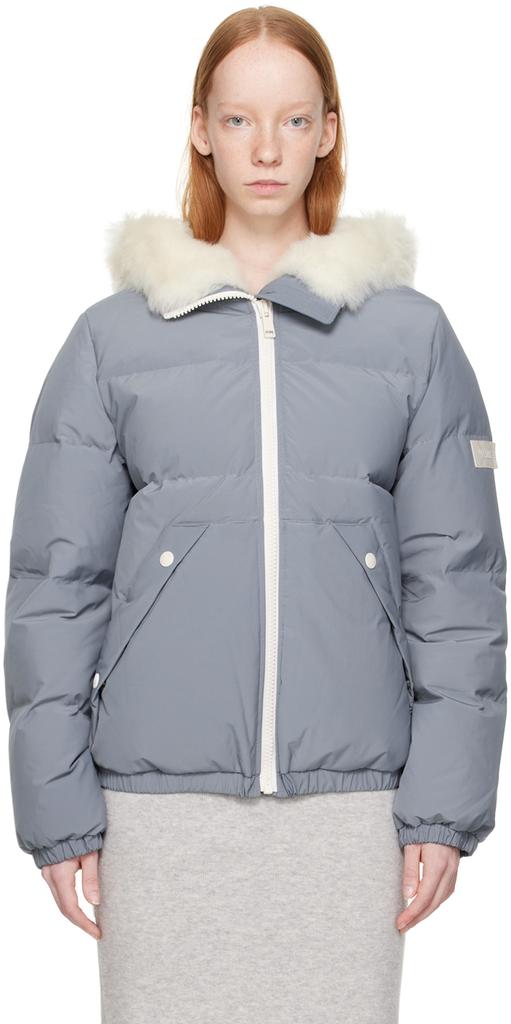 Yves Salomon - Army SSENSE Exclusive Blue Short Down Jacket