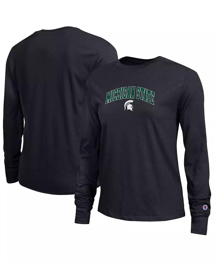 CHAMPION Women
s Black Michigan State Spartans Arch Over Logo Long Sleeve T-Shirt