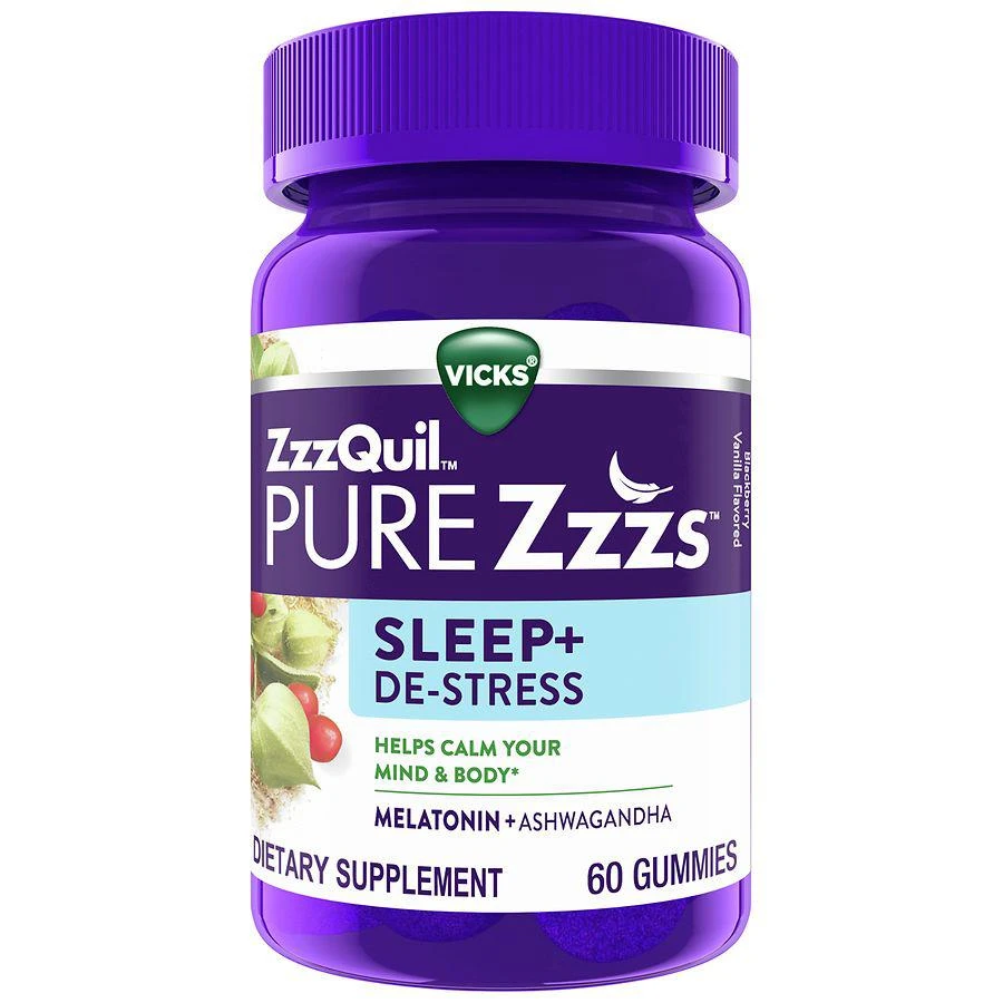 PURE Zzzs Sleep + De-Stress Melatonin + Ashwagandha Sleep Aid Gummies 1