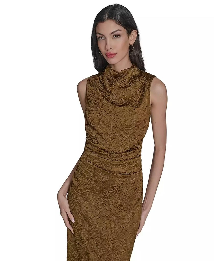 Vince Camuto Women's Novelty Knit High Cowl Neck Ruche Waist Bodycon Dress 2