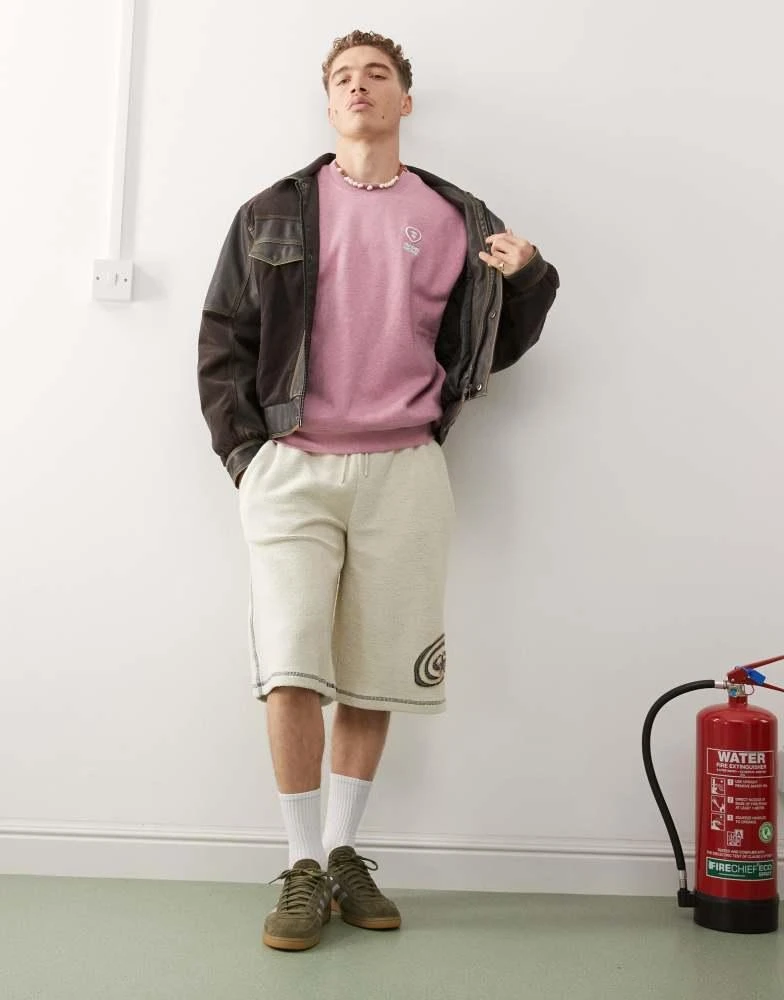 AAPE Aape By A Bathing Ape heart crew neck sweat in pink 4